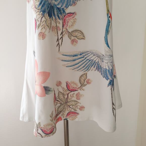 Gaze USA Tank Chocker Neck Cutout Crane Floral Print Swing Shape Women Small - Picture 5 of 11